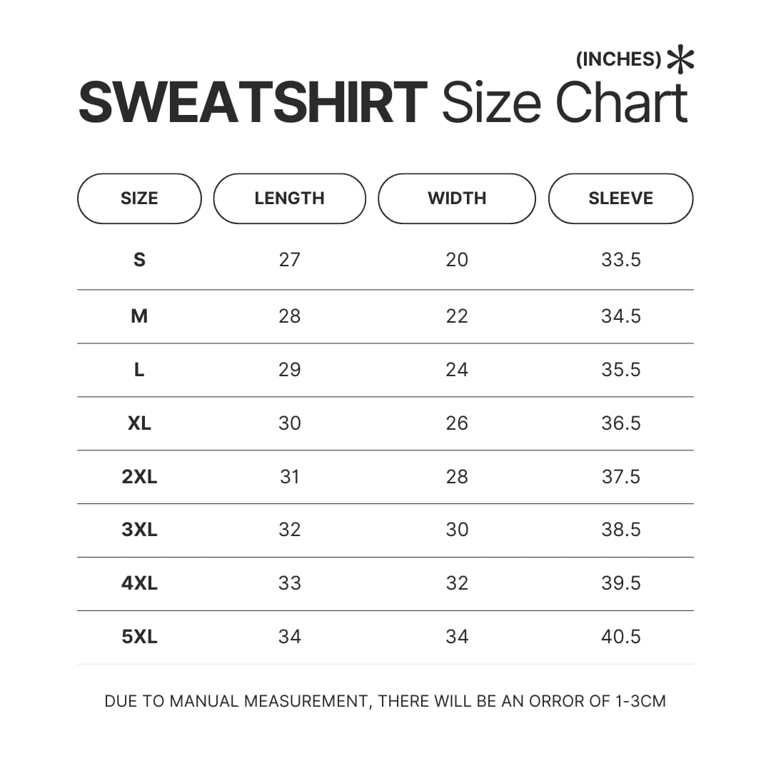 Sweatshirt Size Chart - Futurama Merch