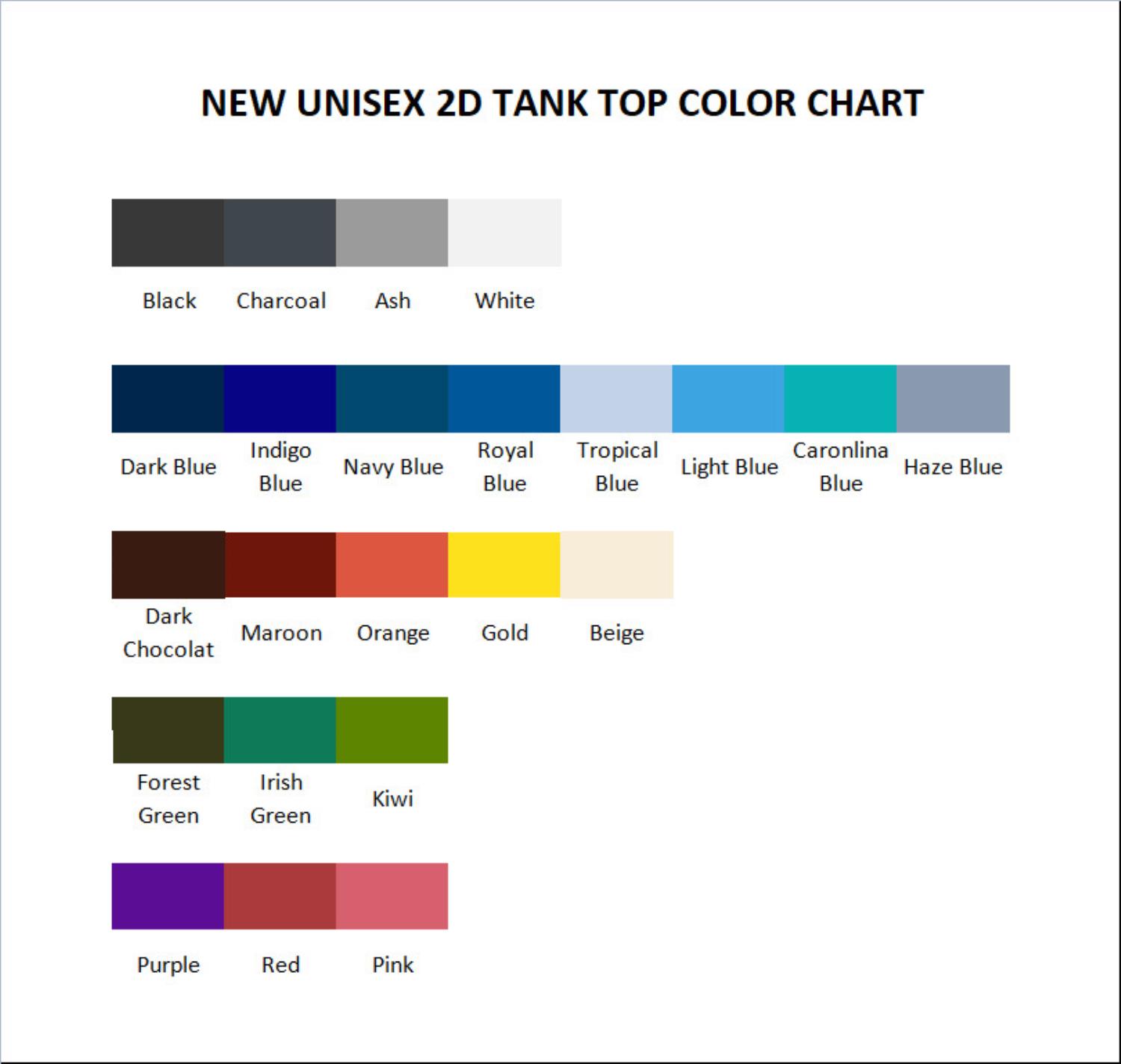 tank top color chart - Futurama Merch